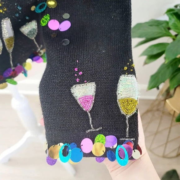 Design Options Phillip Jane Gordon Party Cocktail Sequin Cardigan Ugly Sweater L - Picture 11 of 15